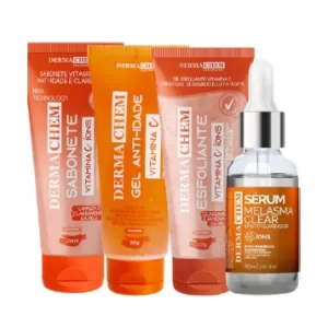 Kit Dermachem Com Vitamina C em um fundo branco.