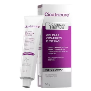 Gel Cicatricure Para Cicatrizes E Estrias em um fundo branco.