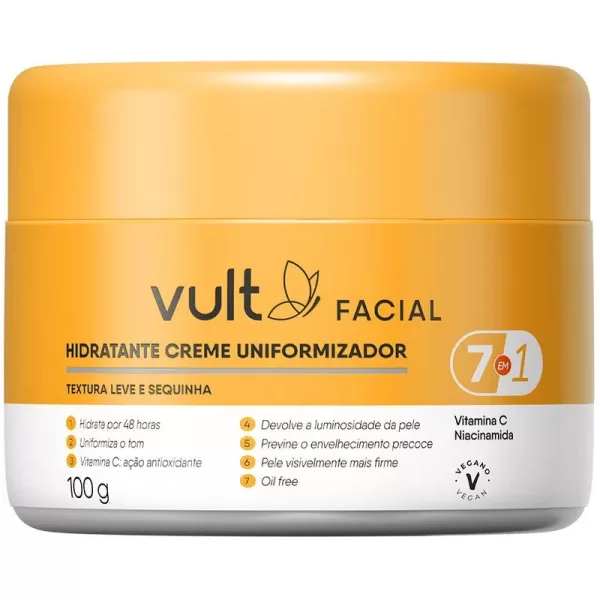 imagem do Creme Hidratante Facial Vult Uniformizador 100g em um fundo branco.