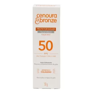 Protetor Facial Cenoura&Bronze em um fundo branco.