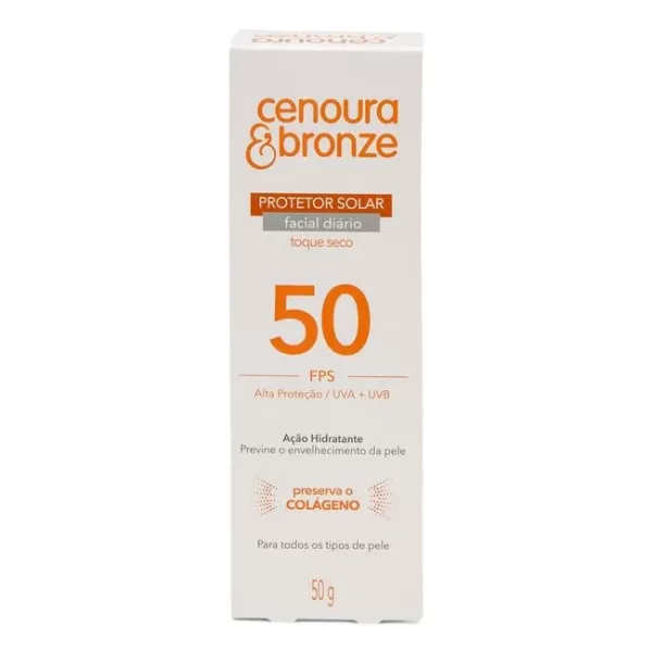 Protetor Facial Cenoura&Bronze em um fundo branco.